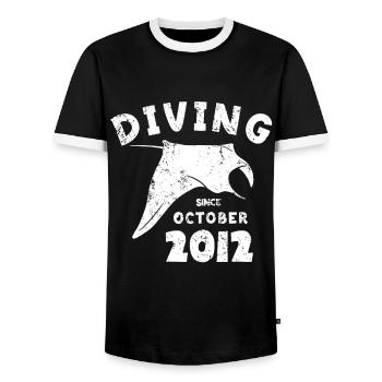 Diver Birthday - Diving since October 2012 - Men's Ringer Shirt - black/white - Front - AI Model Female 172 light (172cm) & AI Model Male 178 light (178cm)
