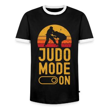 Judo Fashion on retro vintage - Men's Ringer Shirt - black/white - Front - AI Model Female 172 light (172cm) & AI Model Male 178 light (178cm)