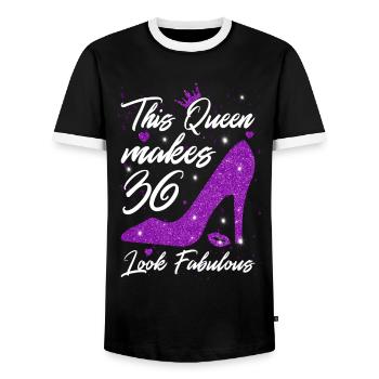 This Queen makes 36 look Fabulous 36th Birthday - Men's Ringer Shirt - black/white - Front - AI Model Female 172 light (172cm) & AI Model Male 178 light (178cm)