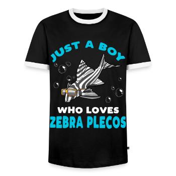 Poisson-chat zèbre Hypancistrus Poissonnier Gardien - T-shirt contrasté Homme - noir/blanc - Devant - AI Model Female 172 light (172cm) & AI Model Male 178 light (178cm)