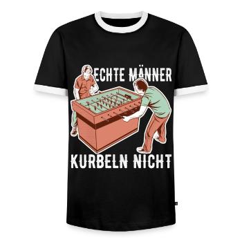 Tischfussball Tischkicker - Männer Kontrast-T-Shirt - Schwarz/Weiß - Vorne - AI Model Female 172 light (172cm) & AI Model Male 178 light (178cm)