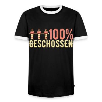 Tischfussball Tischkicker - Männer Kontrast-T-Shirt - Schwarz/Weiß - Vorne - AI Model Female 172 light (172cm) & AI Model Male 178 light (178cm)