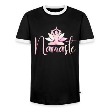 Namaste Lotus Flower Meditation Yoga - Männer Kontrast-T-Shirt - Schwarz/Weiß - Vorne - AI Model Female 172 light (172cm) & AI Model Male 178 light (178cm)