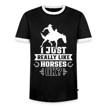I just like horses very much rider horse riding - Men's Ringer Shirt - black/white - Front - AI Model Female 172 light (172cm) & AI Model Male 178 light (178cm)
