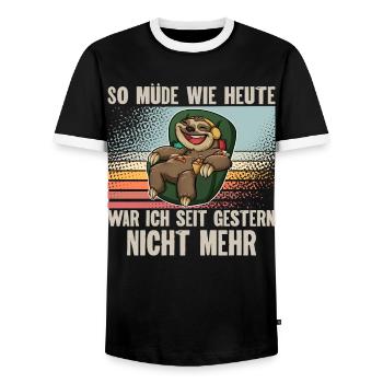 So Müde Wie Heute War Ich Seit Gestern Nicht Mehr - Männer Kontrast-T-Shirt - Schwarz/Weiß - Vorne - AI Model Female 172 light (172cm) & AI Model Male 178 light (178cm)