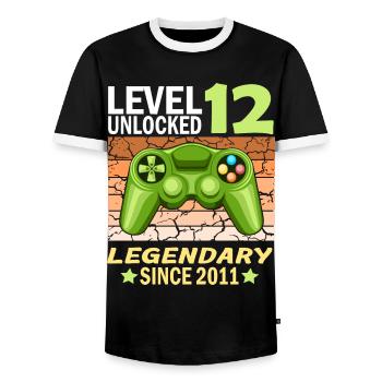 12. Geburtstag Gamer zocken Geburtstjahr 2011 - Männer Kontrast-T-Shirt - Schwarz/Weiß - Vorne - AI Model Female 172 light (172cm) & AI Model Male 178 light (178cm)