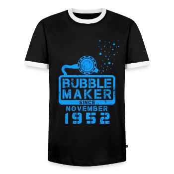 Taucher Geburtstag Bubblemaker seit November 1952 - Männer Kontrast-T-Shirt - Schwarz/Weiß - Vorne - AI Model Female 172 light (172cm) & AI Model Male 178 light (178cm)