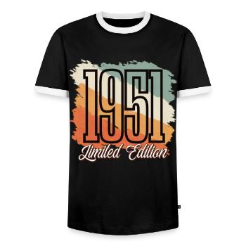 1951 Geburtsjahr Geburtstag Baujahr Vintage Retro - Männer Kontrast-T-Shirt - Schwarz/Weiß - Vorne - AI Model Female 172 light (172cm) & AI Model Male 178 light (178cm)