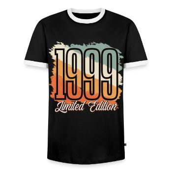 1999 Année de naissance Anniversaire Année de construction Vintage Rétro - T-shirt contrasté Homme - noir/blanc - Devant - AI Model Female 172 light (172cm) & AI Model Male 178 light (178cm)