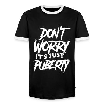 Don't worry that's just puberty grown up - Men's Ringer Shirt - black/white - Front - AI Model Female 172 light (172cm) & AI Model Male 178 light (178cm)