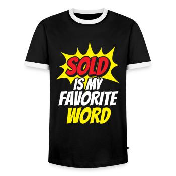Vendu est mon mot préféré Agent immobilier - T-shirt contrasté Homme - noir/blanc - Devant - AI Model Female 172 light (172cm) & AI Model Male 178 light (178cm)