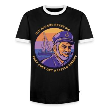 Les vieux marins ne meurent jamais - T-shirt contrasté Homme - noir/blanc - Devant - AI Model Female 172 light (172cm) & AI Model Male 178 light (178cm)