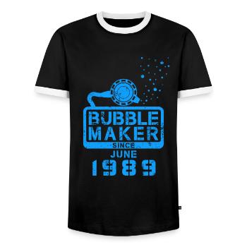 Plongeur Birthday Bubblemaker depuis juin 1989 - T-shirt contrasté Homme - noir/blanc - Devant - AI Model Female 172 light (172cm) & AI Model Male 178 light (178cm)