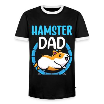 Hamster Papa Cute Pet Owner - Men's Ringer Shirt - black/white - Front - AI Model Female 172 light (172cm) & AI Model Male 178 light (178cm)