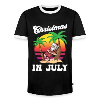 Weihnachten im juli Noël en juillet Humour Père Noël - T-shirt contrasté Homme - noir/blanc - Devant - AI Model Female 172 light (172cm) & AI Model Male 178 light (178cm)