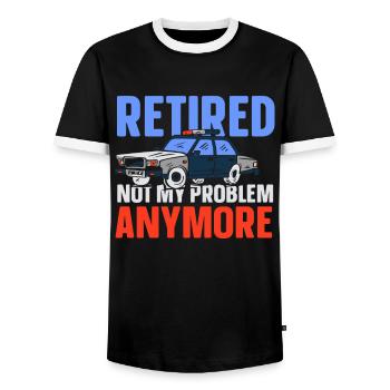 À la retraite, ce n’est plus mon problème policier - T-shirt contrasté Homme - noir/blanc - Devant - AI Model Female 172 light (172cm) & AI Model Male 178 light (178cm)
