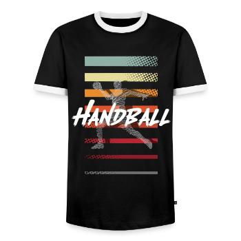 Handball Handballer - Männer Kontrast-T-Shirt - Schwarz/Weiß - Vorne - AI Model Female 172 light (172cm) & AI Model Male 178 light (178cm)