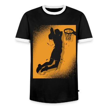 Joueurs de basket-ball - T-shirt contrasté Homme - noir/blanc - Devant - AI Model Female 172 light (172cm) & AI Model Male 178 light (178cm)