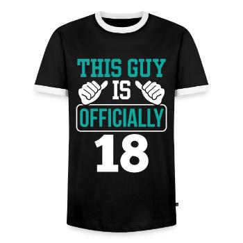 Ce gars a officiellement 18 ans, dix-huit ans - T-shirt contrasté Homme - noir/blanc - Devant - AI Model Female 172 light (172cm) & AI Model Male 178 light (178cm)