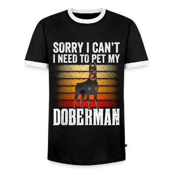 Ne puis-je pas avoir à caresser mon Doberman - T-shirt contrasté Homme - noir/blanc - Devant - AI Model Female 172 light (172cm) & AI Model Male 178 light (178cm)