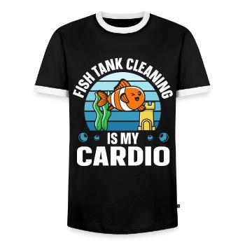 Fish Tank Cleaning is my Cardio Aquaristik - Men's Ringer Shirt - black/white - Front - AI Model Female 172 light (172cm) & AI Model Male 178 light (178cm)