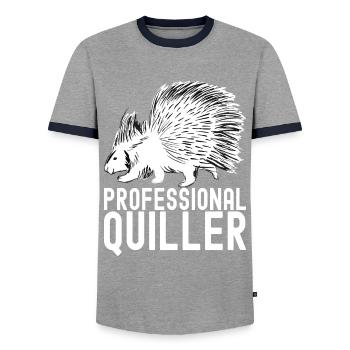 Süßes Stachelschwein - Männer Kontrast-T-Shirt - Grau/Navy  - Vorne - AI Model Female 172 light (172cm) & AI Model Male 178 light (178cm)