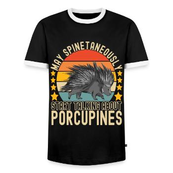 Porc-épic mignon - T-shirt contrasté Homme - noir/blanc - Devant - AI Model Female 172 light (172cm) & AI Model Male 178 light (178cm)