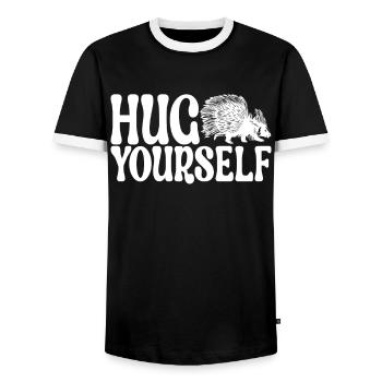 Porc-épic mignon - T-shirt contrasté Homme - noir/blanc - Devant - AI Model Female 172 light (172cm) & AI Model Male 178 light (178cm)