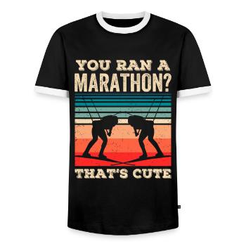 Du Bist Einen Marathon Gelaufen Das Ist Niedlich - Männer Kontrast-T-Shirt - Schwarz/Weiß - Vorne - AI Model Female 172 light (172cm) & AI Model Male 178 light (178cm)