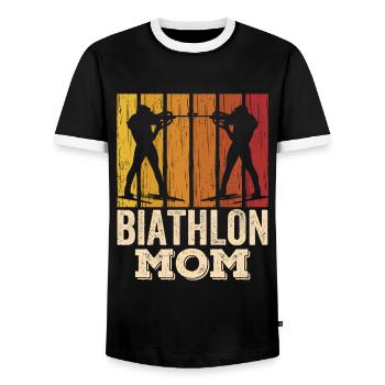 Biathlon Mama Biathlete Biathlete Biathlons Sport - Men's Ringer Shirt - black/white - Front - AI Model Female 172 light (172cm) & AI Model Male 178 light (178cm)