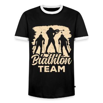 Biathlon Team Biathlete Biathlons Sport Biathlete - Men's Ringer Shirt - black/white - Front - AI Model Female 172 light (172cm) & AI Model Male 178 light (178cm)