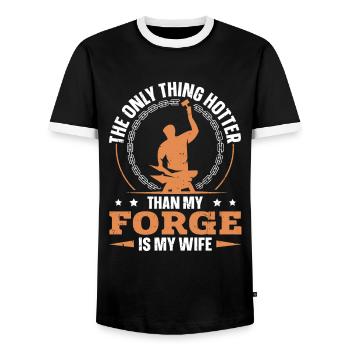 Plus chaud que ma forge est ma femme Anvil Blacksmith - T-shirt contrasté Homme - noir/blanc - Devant - AI Model Female 172 light (172cm) & AI Model Male 178 light (178cm)
