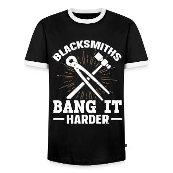 Blacksmiths Bang It forgeron drôle - T-shirt contrasté Homme - noir/blanc - Devant - AI Model Female 172 light (172cm) & AI Model Male 178 light (178cm)