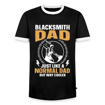 Le père forgeron comme un père normal mais beaucoup plus cool - T-shirt contrasté Homme - noir/blanc - Devant - AI Model Female 172 light (172cm) & AI Model Male 178 light (178cm)