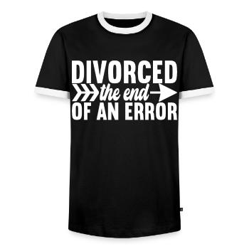 Divorce Divorced - Men's Ringer Shirt - black/white - Front - AI Model Female 172 light (172cm) & AI Model Male 178 light (178cm)