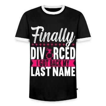 Divorce Divorced - Men's Ringer Shirt - black/white - Front - AI Model Female 172 light (172cm) & AI Model Male 178 light (178cm)