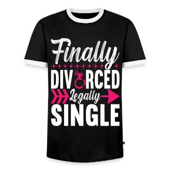 Divorce Divorced - Men's Ringer Shirt - black/white - Front - AI Model Female 172 light (172cm) & AI Model Male 178 light (178cm)
