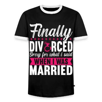 Divorce Divorced - Men's Ringer Shirt - black/white - Front - AI Model Female 172 light (172cm) & AI Model Male 178 light (178cm)