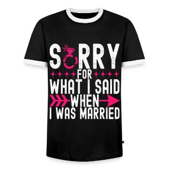 Divorce Divorced - Men's Ringer Shirt - black/white - Front - AI Model Female 172 light (172cm) & AI Model Male 178 light (178cm)