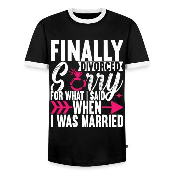 Divorce Divorced - Men's Ringer Shirt - black/white - Front - AI Model Female 172 light (172cm) & AI Model Male 178 light (178cm)