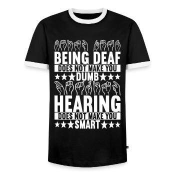 Taub Taubstumm Deaf - Männer Kontrast-T-Shirt - Schwarz/Weiß - Vorne - AI Model Female 172 light (172cm) & AI Model Male 178 light (178cm)