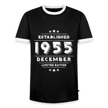 Anniversaire en décembre 1955 - décembre - T-shirt contrasté Homme - noir/blanc - Devant - AI Model Female 172 light (172cm) & AI Model Male 178 light (178cm)