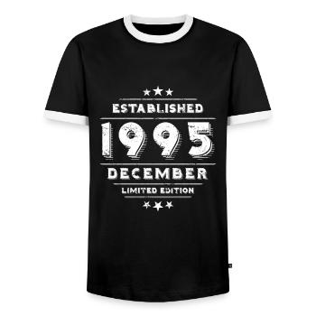 Anniversaire en décembre 1995 - décembre - T-shirt contrasté Homme - noir/blanc - Devant - AI Model Female 172 light (172cm) & AI Model Male 178 light (178cm)