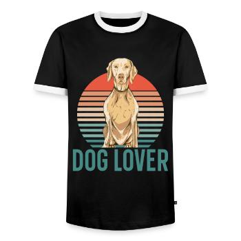 Amoureux des chiens Chiot animal amoureux des chiens Dictons - T-shirt contrasté Homme - noir/blanc - Devant - AI Model Female 172 light (172cm) & AI Model Male 178 light (178cm)