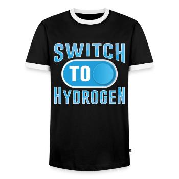 Switch to hydrogen element energy hydrogen - Men's Ringer Shirt - black/white - Front - AI Model Female 172 light (172cm) & AI Model Male 178 light (178cm)
