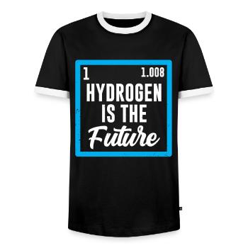 Hydrogen is the future Hydrogen Element - Men's Ringer Shirt - black/white - Front - AI Model Female 172 light (172cm) & AI Model Male 178 light (178cm)