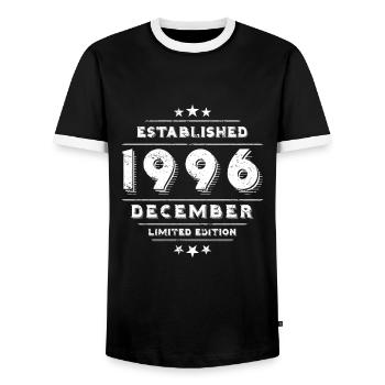 Anniversaire en décembre 1996 - décembre - T-shirt contrasté Homme - noir/blanc - Devant - AI Model Female 172 light (172cm) & AI Model Male 178 light (178cm)