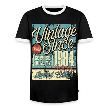 1984 Birthday vintage Retro Legend - Men's Ringer Shirt - black/white - Front - AI Model Female 172 light (172cm) & AI Model Male 178 light (178cm)