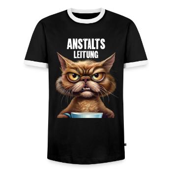 Anstaltsleitung - Männer Kontrast-T-Shirt - Schwarz/Weiß - Vorne - AI Model Female 172 light (172cm) & AI Model Male 178 light (178cm)
