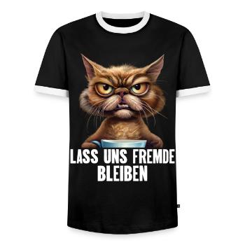 Lass Uns Fremde Bleiben - Männer Kontrast-T-Shirt - Schwarz/Weiß - Vorne - AI Model Female 172 light (172cm) & AI Model Male 178 light (178cm)